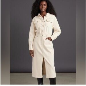 Women's Cream Longline Denim Jacket Dress